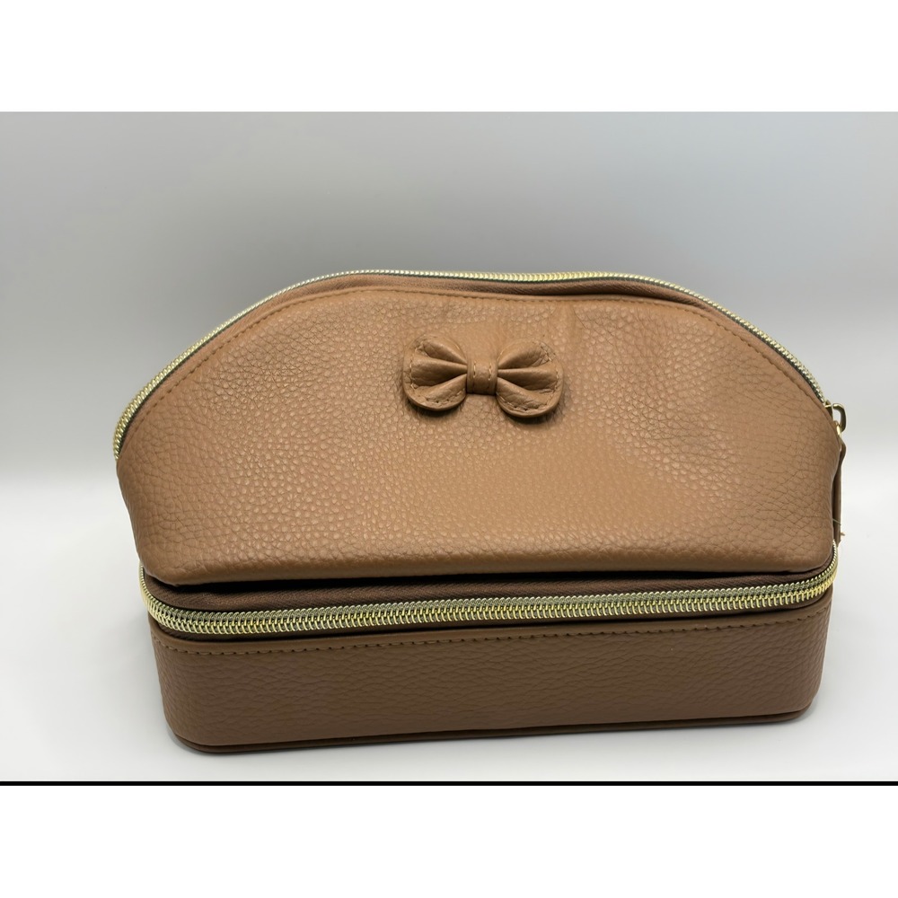 Taylor Madison Designs Tan Pebbled Jewelry Case & Cosmetic Bag Travel Organizer